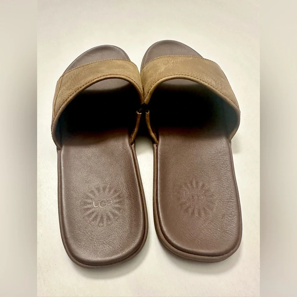 UGG® Men's Seaside Slide Sandal in Luggage Leather US 12